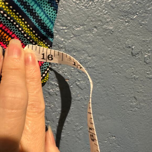 Ron Jon Surf Shop Size Medium Strapless Bikini Top Black Multicolor Striped - Picture 6 of 6